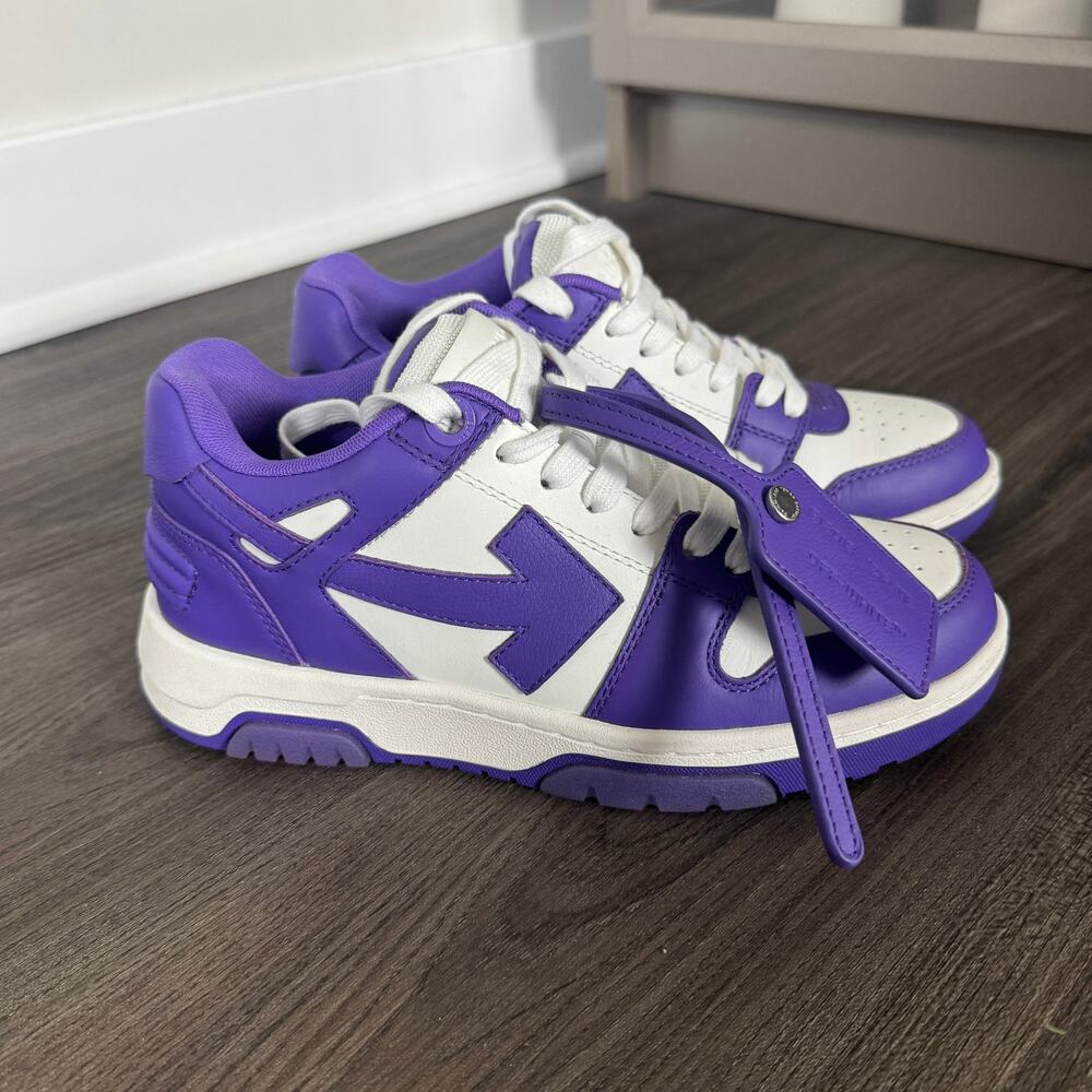 Off-White Out Of Office Calfskin Leather White Violet Low Top Sneakers 36 Purple